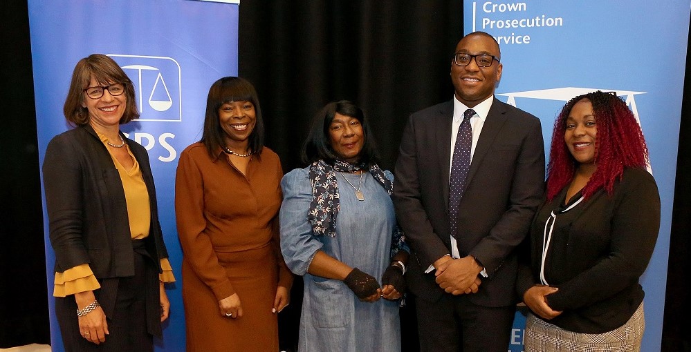 Photo of: Crown Prosecution Service Chief Executive Rebecca Lawrence, Director of Legal Services Grace Ononiwu, Anthony Walker's mum Gee Walker, original Anthony Walker scholar Nathan Meibai and Anthony's sister Dominique Walker