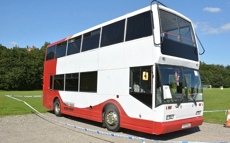 Photo of the decommissioned double decker bus used by Messam