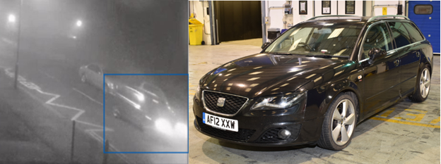 CCTV footage of Wayne Couzens driving his car (right) after moving Ms Everard between cars
