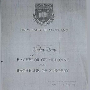 Fake University of Auckland degree certificate