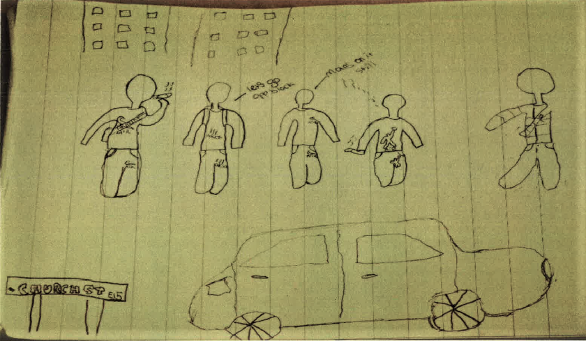 One of Ture's drawings, which helped to identify the gang 