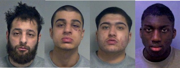 Custody photos of Khan, Chowdhary, Sikander and Conteh