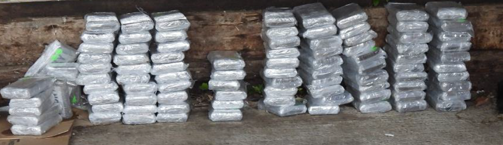 Stacks of seized drugs