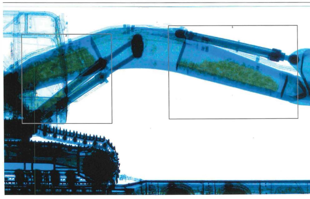 X-ray of MDMA hidden in excavator