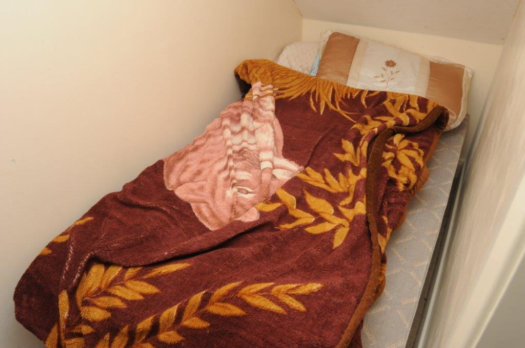 The bed in the victim's accommodation 