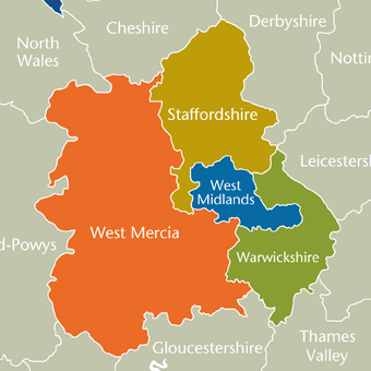 West Midlands map