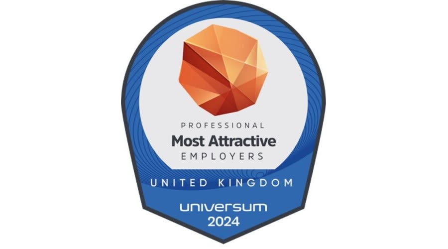 Universum survey results emblem. Most attractive employers by professionals 2024.