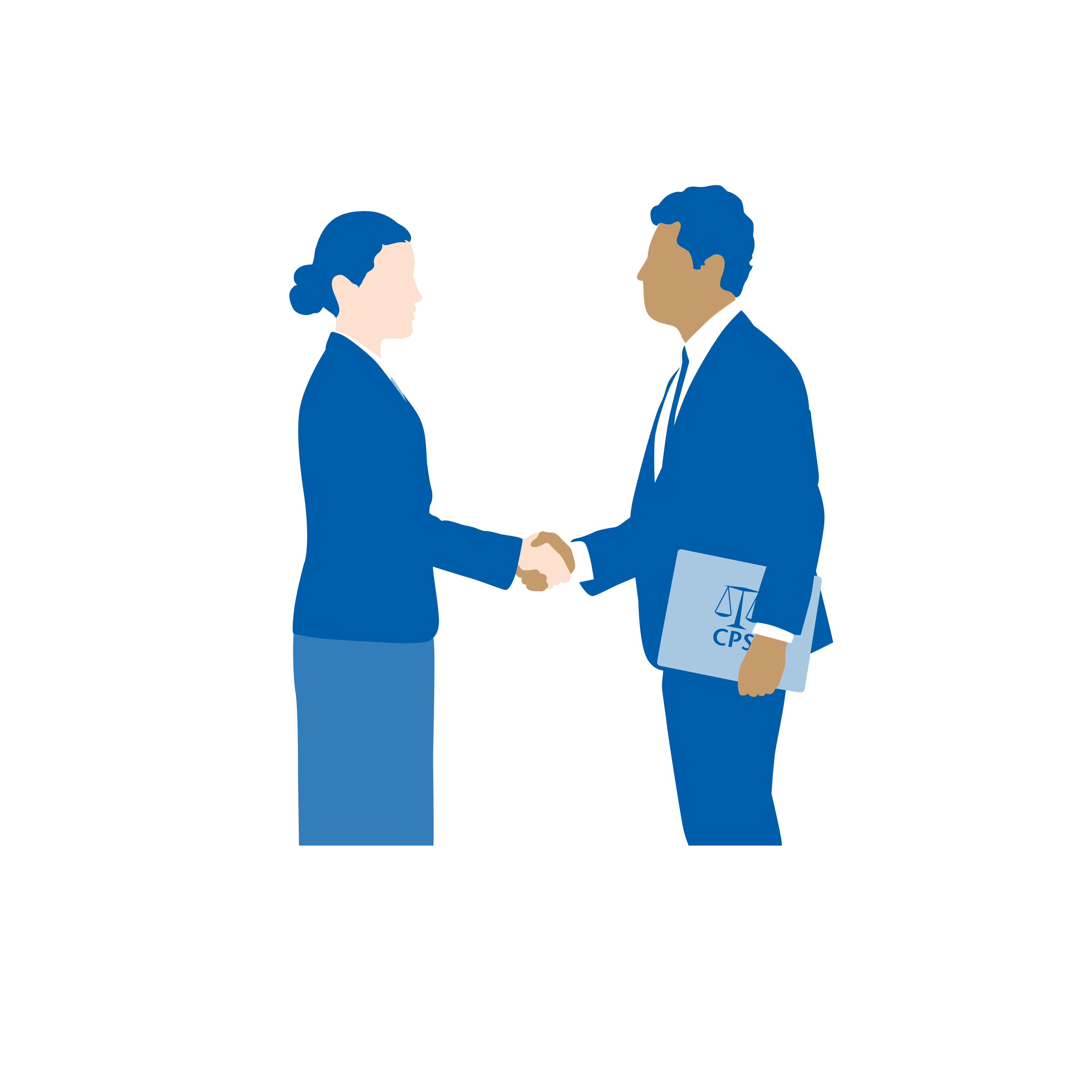 A graphic of a CPS prosecutor shaking a victims hand