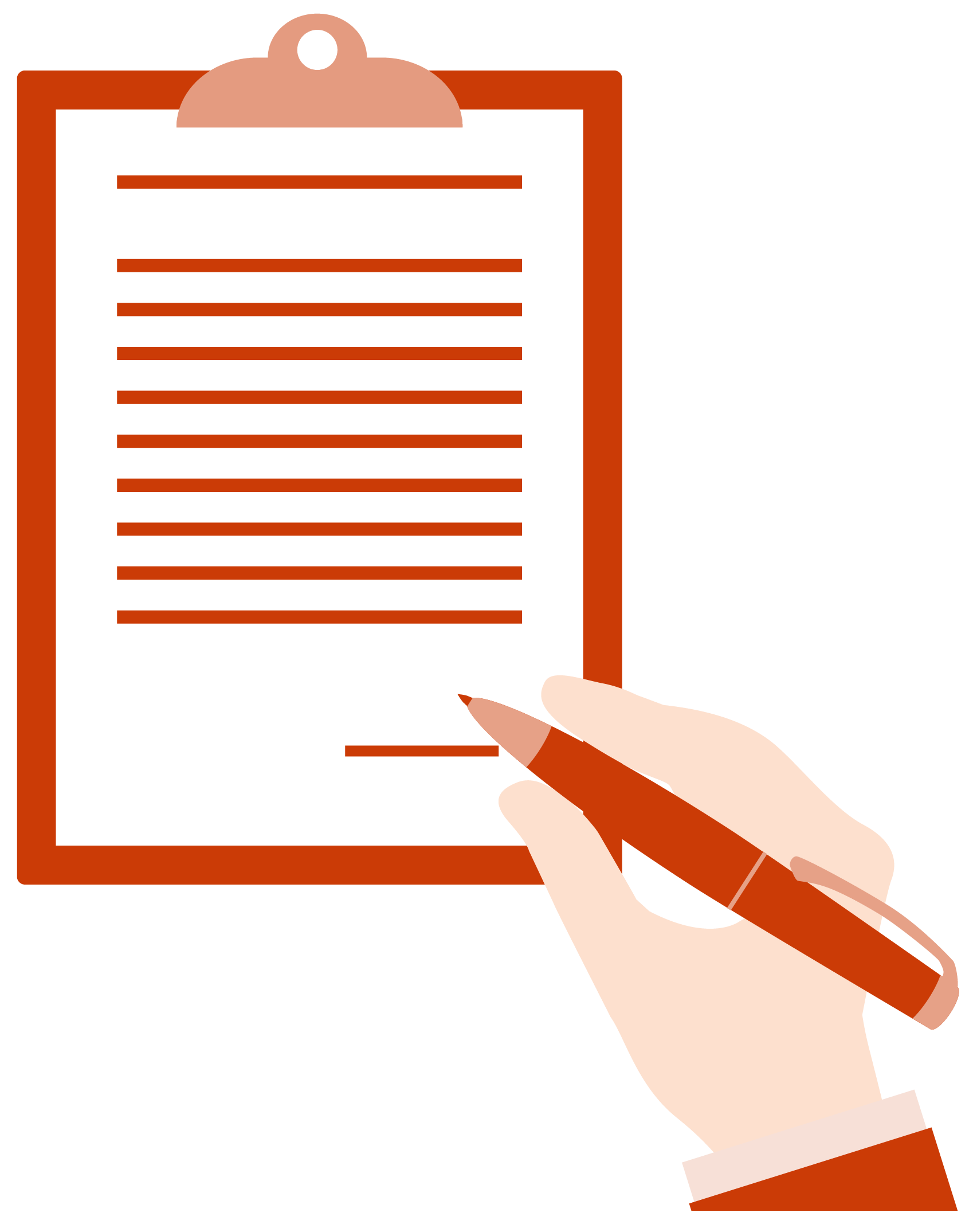 An image of a person writing on a clipboard