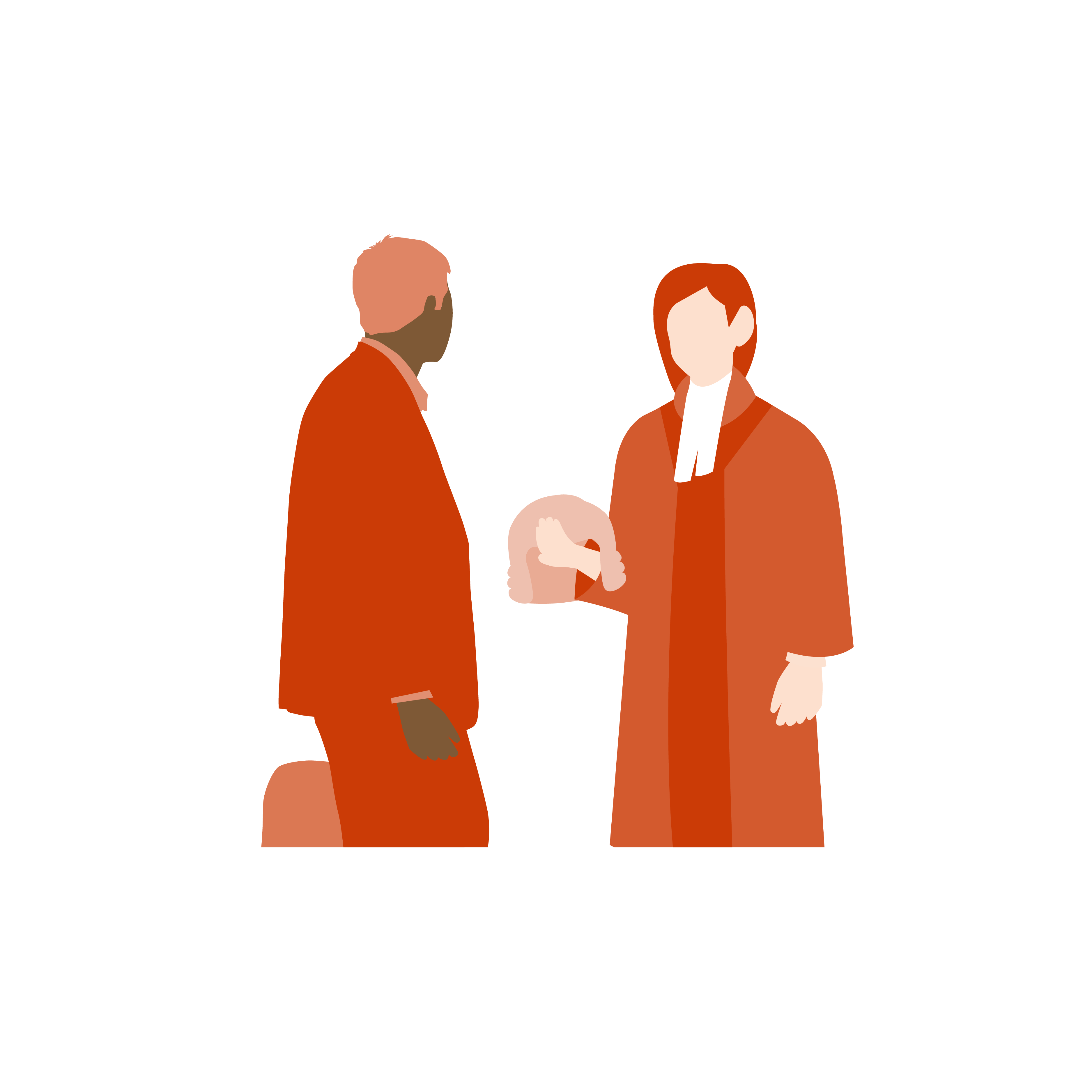 A graphic of a CPS prosecution barrister speaking to a victim at court