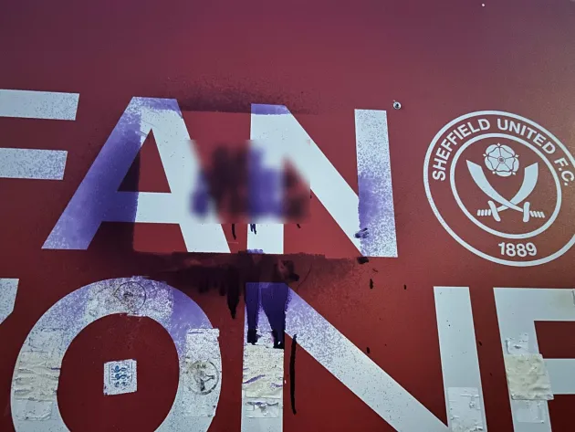 Blurred graffiti at football club