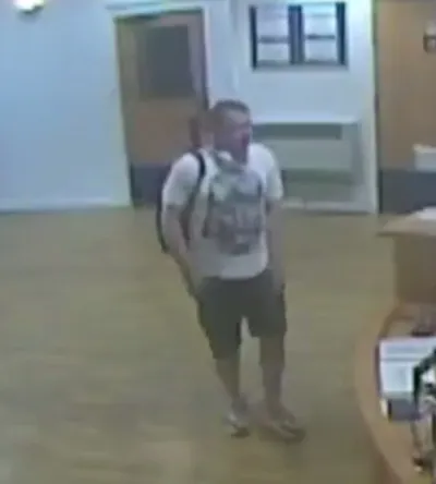 CCTV image of Gilkes entering the leisure centre