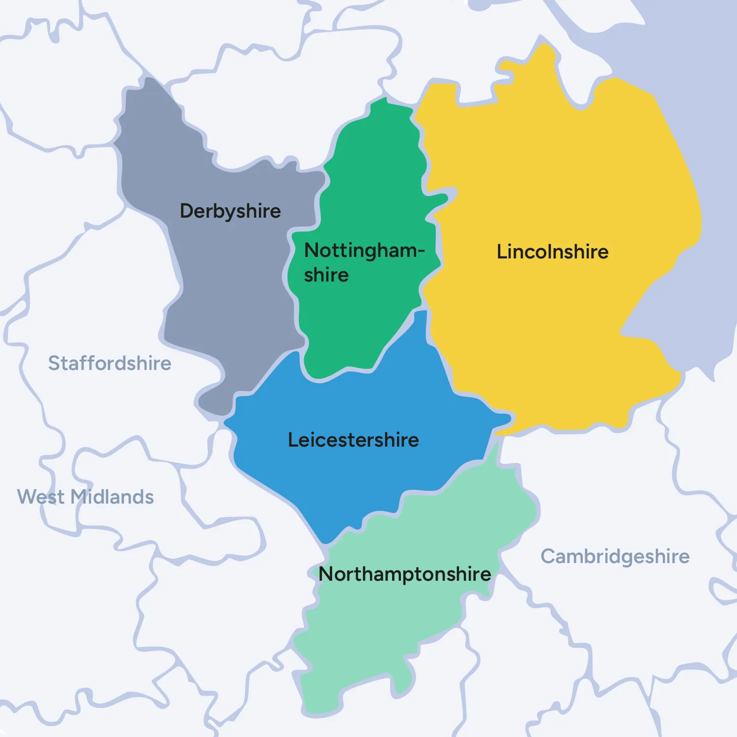 CPS East Midlands area map