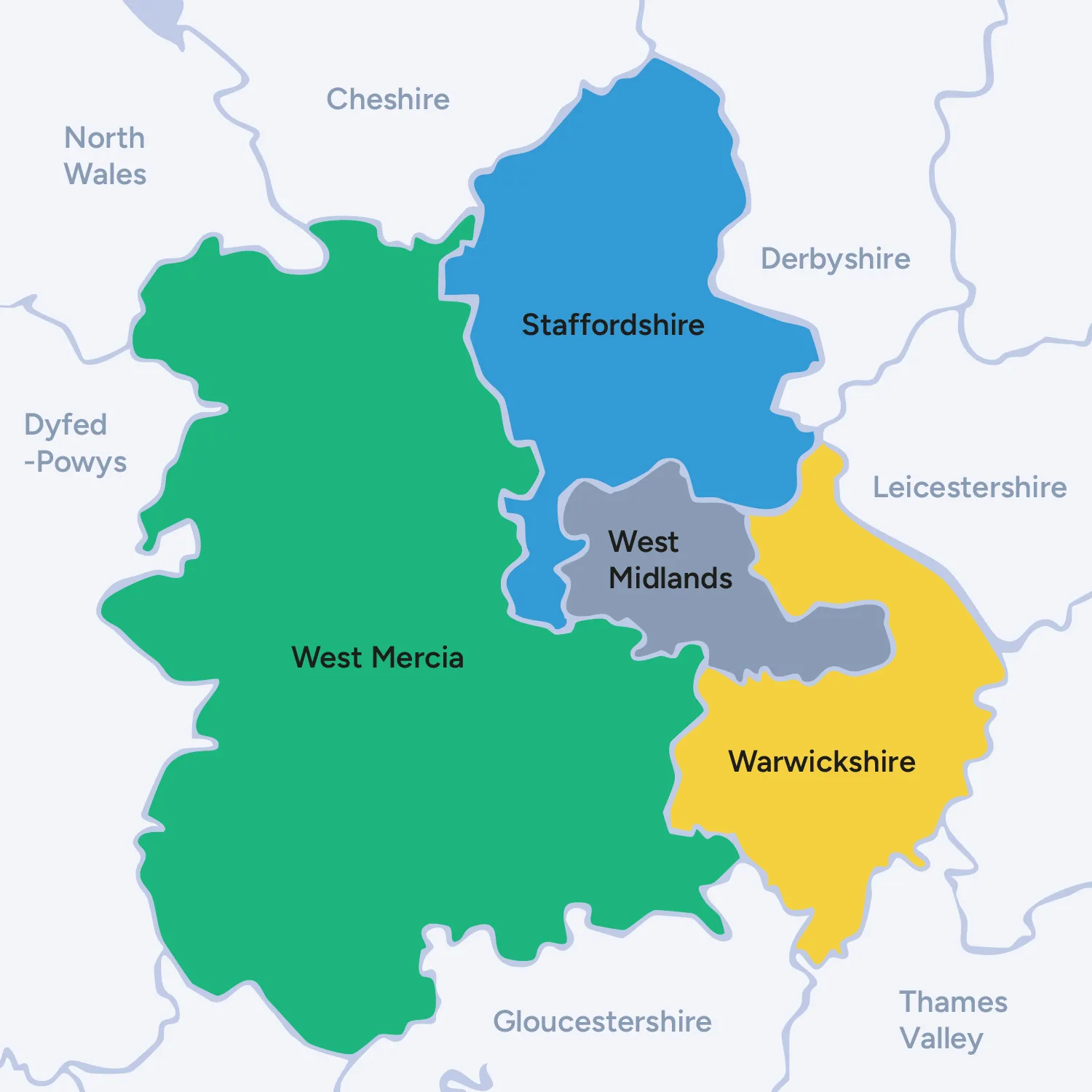 CPS West Midlands area map