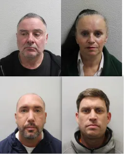 four people, three are white men, one is a white woman. 